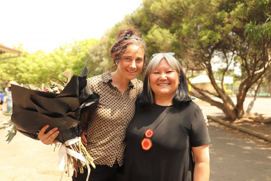 Thornbury PS Garden Educator Aviva Reed (left) - Language and Culture teacher Aunty Terri-Lee Fitzpatrick (right)