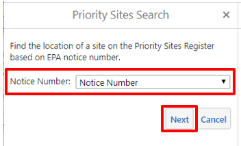 PSR search by notice number