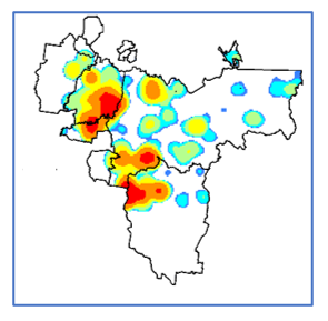 Hotspots based on recent deer sighting records.