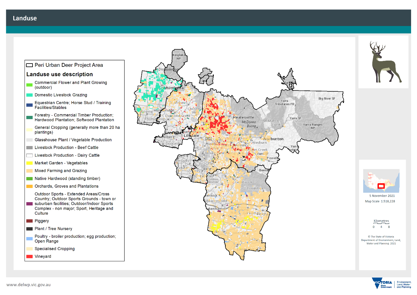 Map of agricultural land use in the peri-urban plan area.