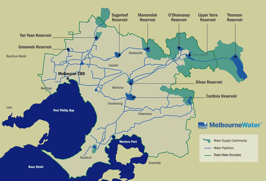 Melbourne Water supply catchments and reservoirs.