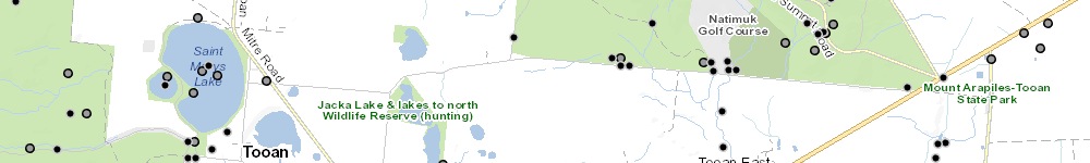 Map showing VBA observations as black and grey dots on a map