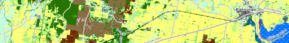Map showing the landcover time series as various pixelated colours