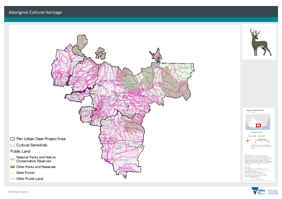 Map of areas of Aboriginal cultural heritage in the peri-urban plan area.