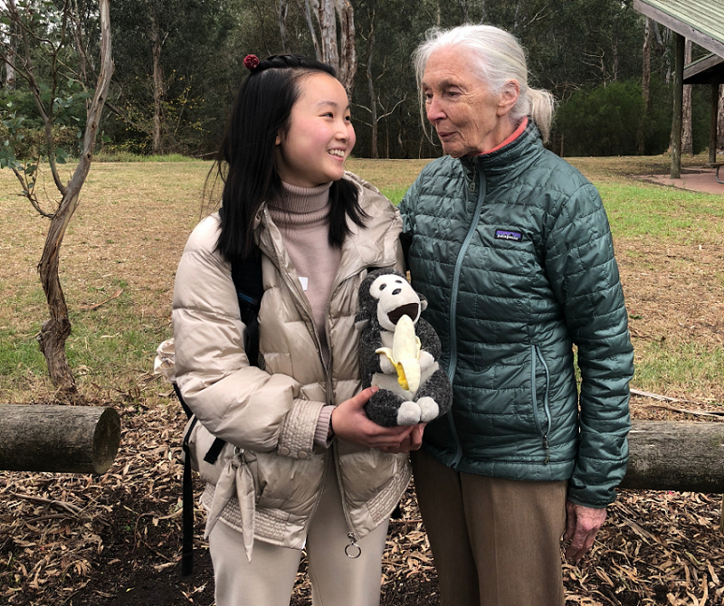 Chenxin Tu with Dr Jane Goodall, May 2019