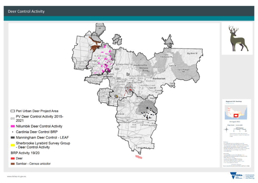 Map of deer control efforts 2015-20.