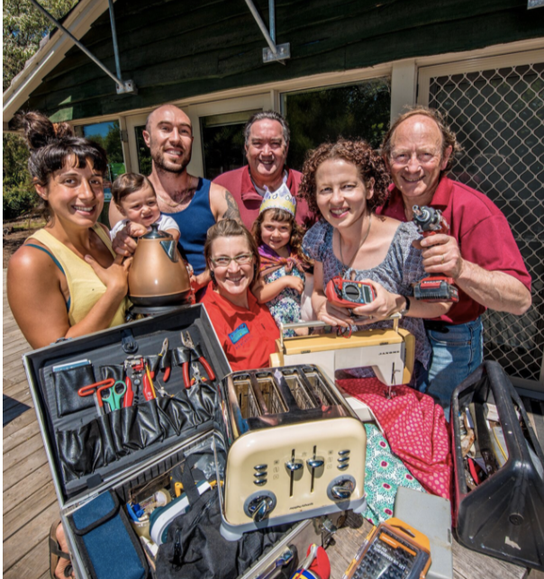 Volunteers showing some of the items fixed at a recent St Kilda Repair Cafe event