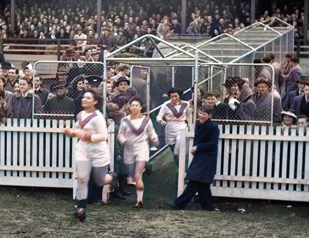 Women playing footy in 1947