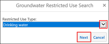 groundwater restricted use search