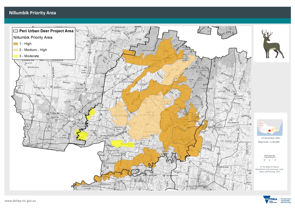Figure 2: Nillumbik Shire LGA priority areas for deer control 