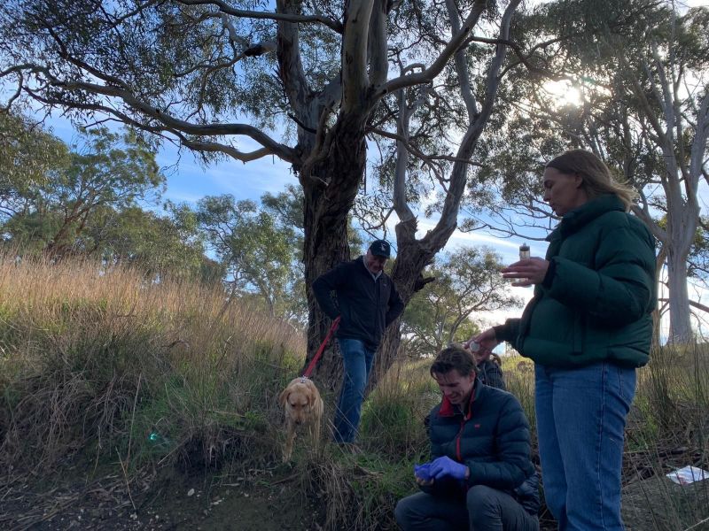 Charles Singleton at Little River in Balliang with friends