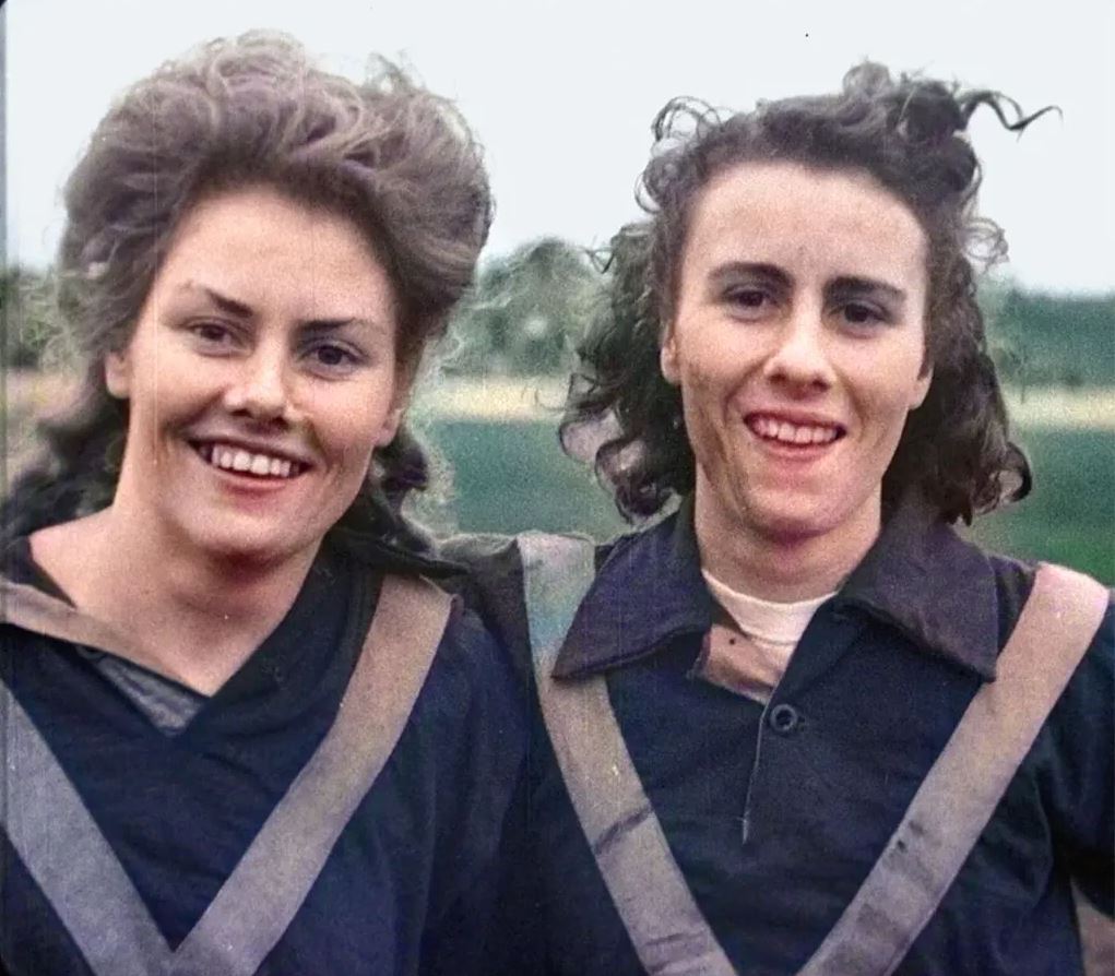 Women playing footy in 1947