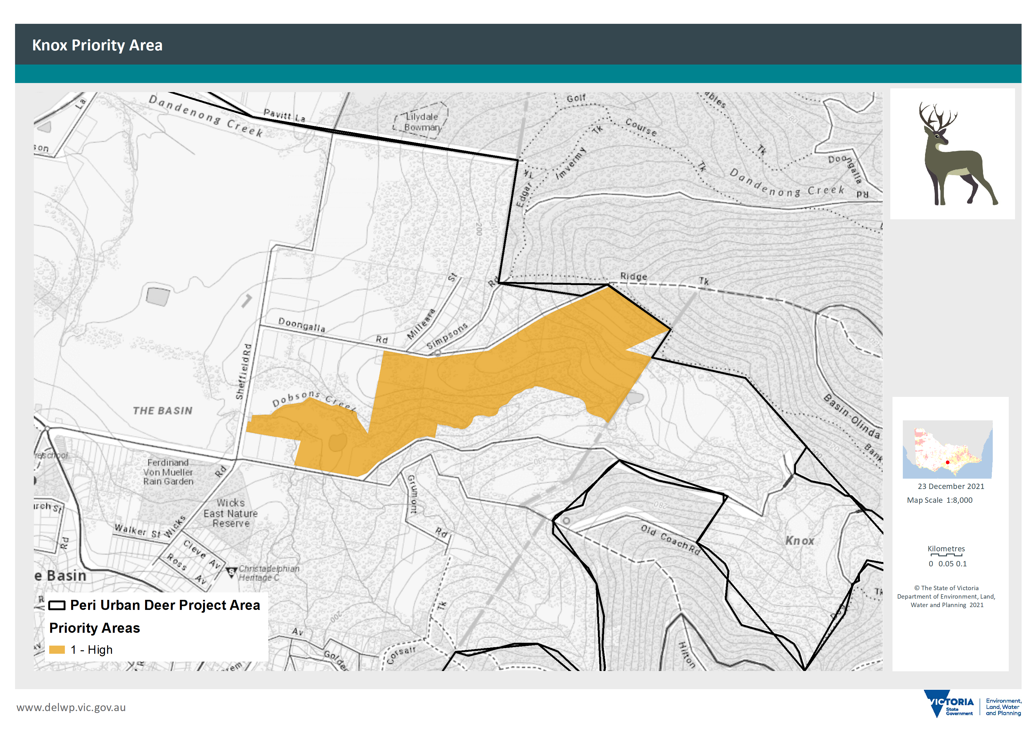 Figure 5: Knox City Council priority areas for deer control