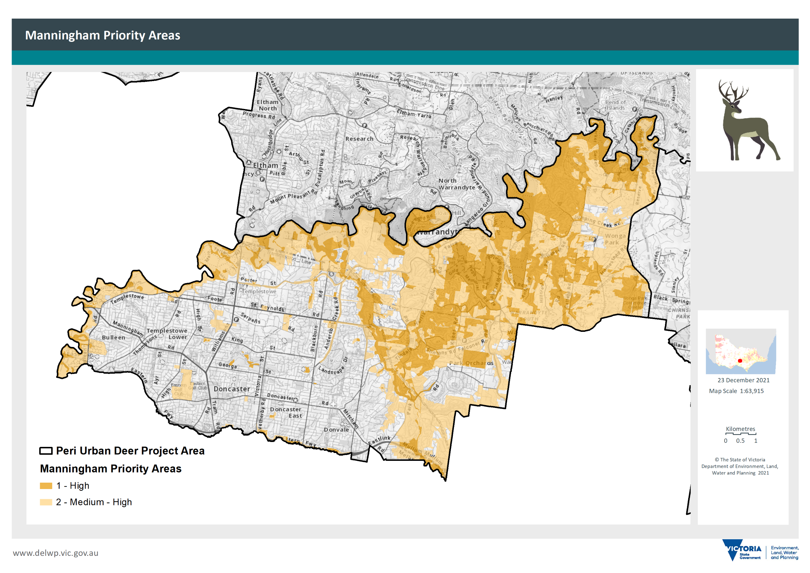Figure 6: Manningham City Council priority areas for deer control 