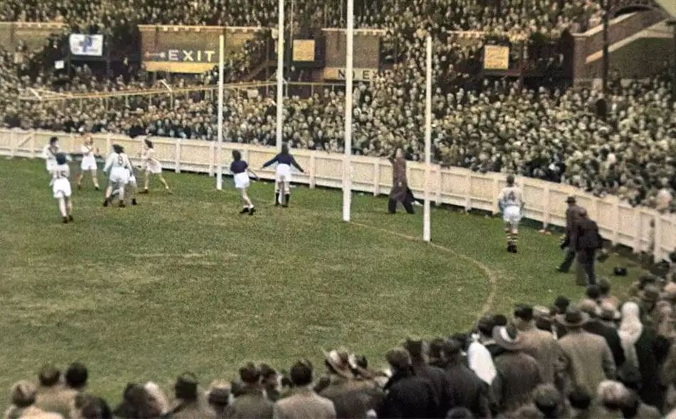 Women playing footy in 1947