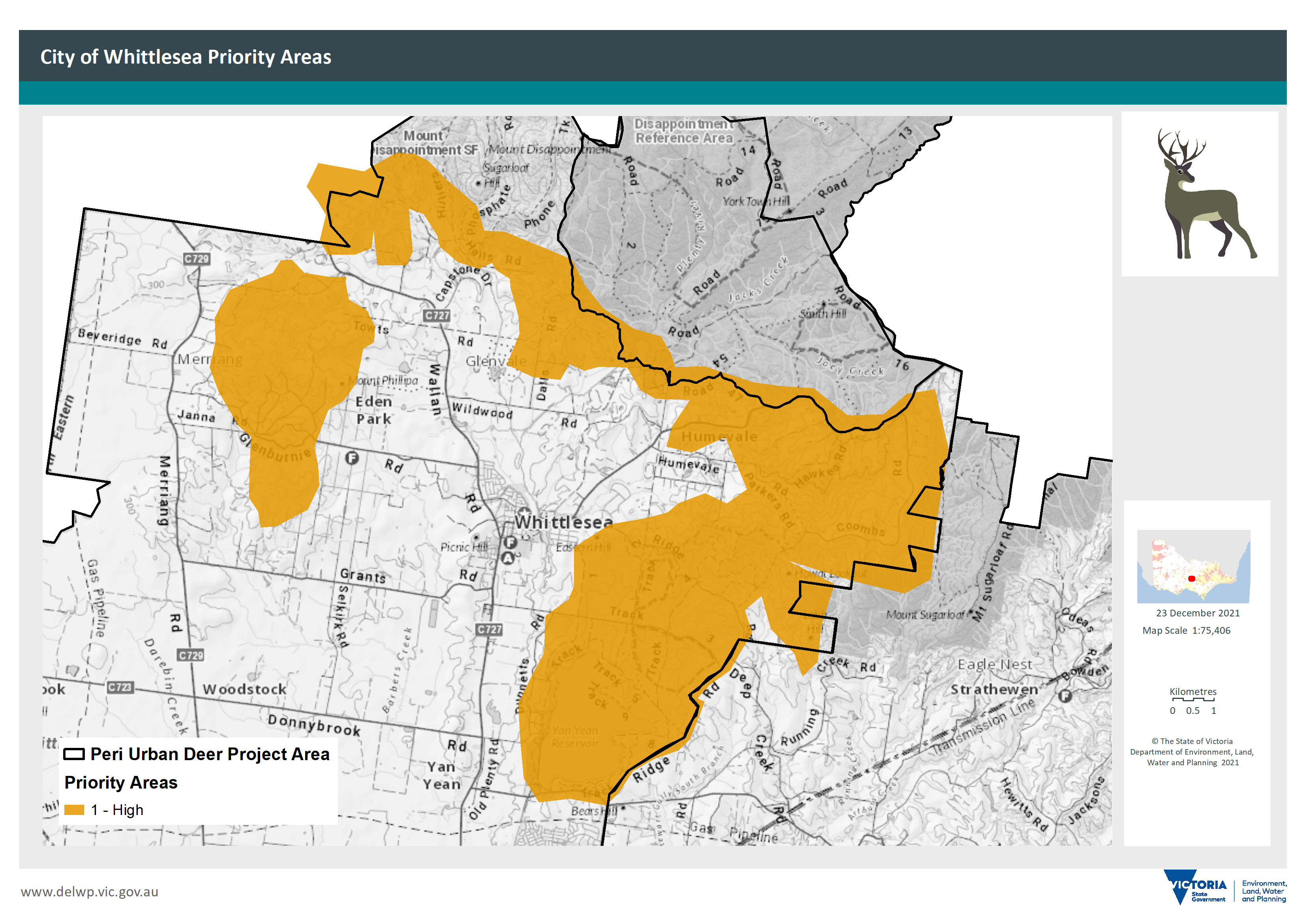 Figure 7: City of Whittlesea area priority areas for deer control