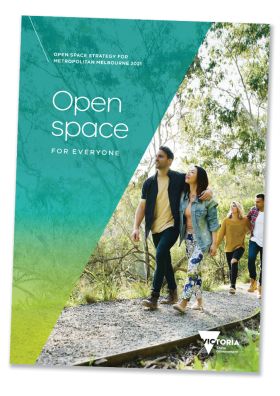 Open Space for everyone tile, 2 couples walking through a trail hand in hand