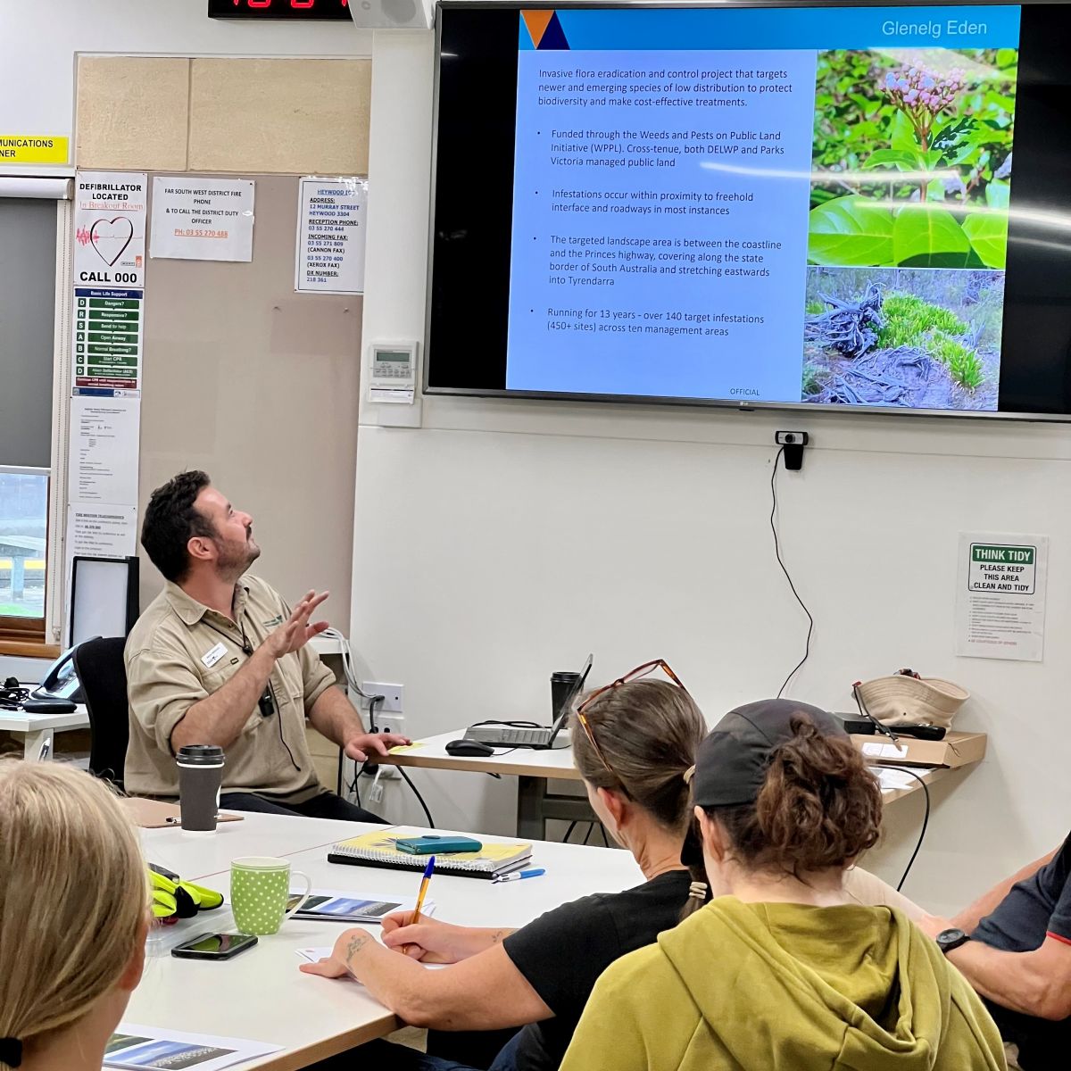 An image of a speaker undertaking a presentation at a TAFE school.