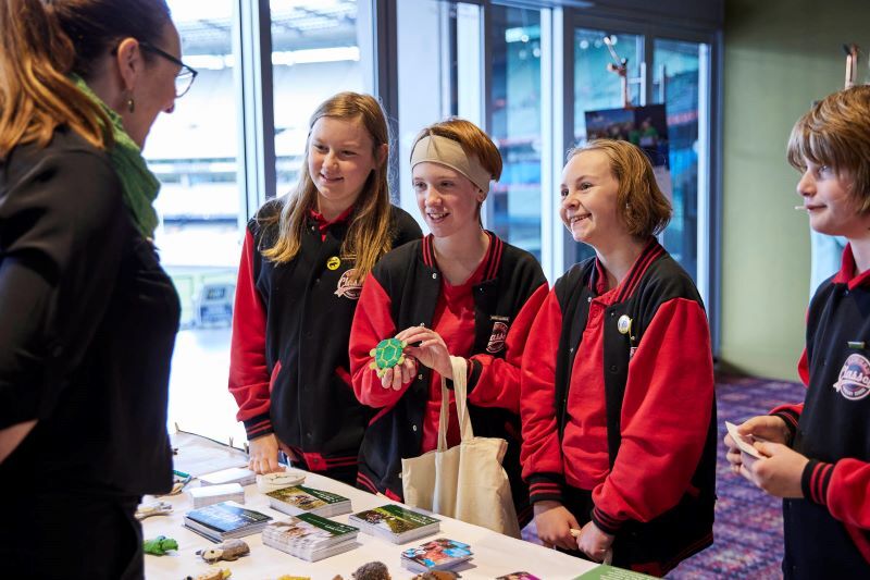 Newham primary students talking to teacher