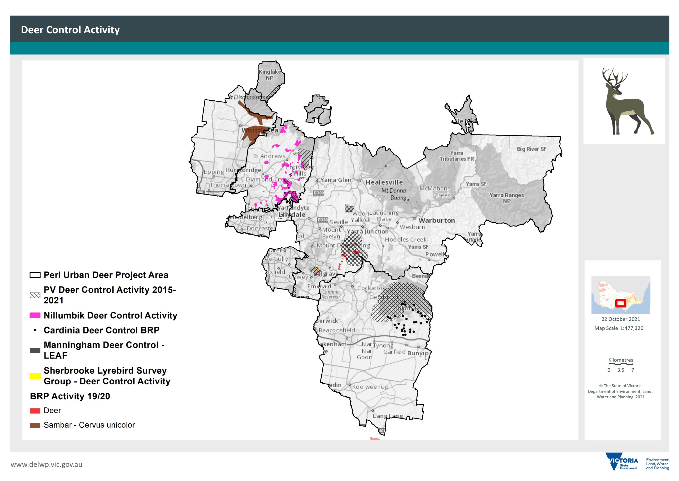 Map of current Deer control activity